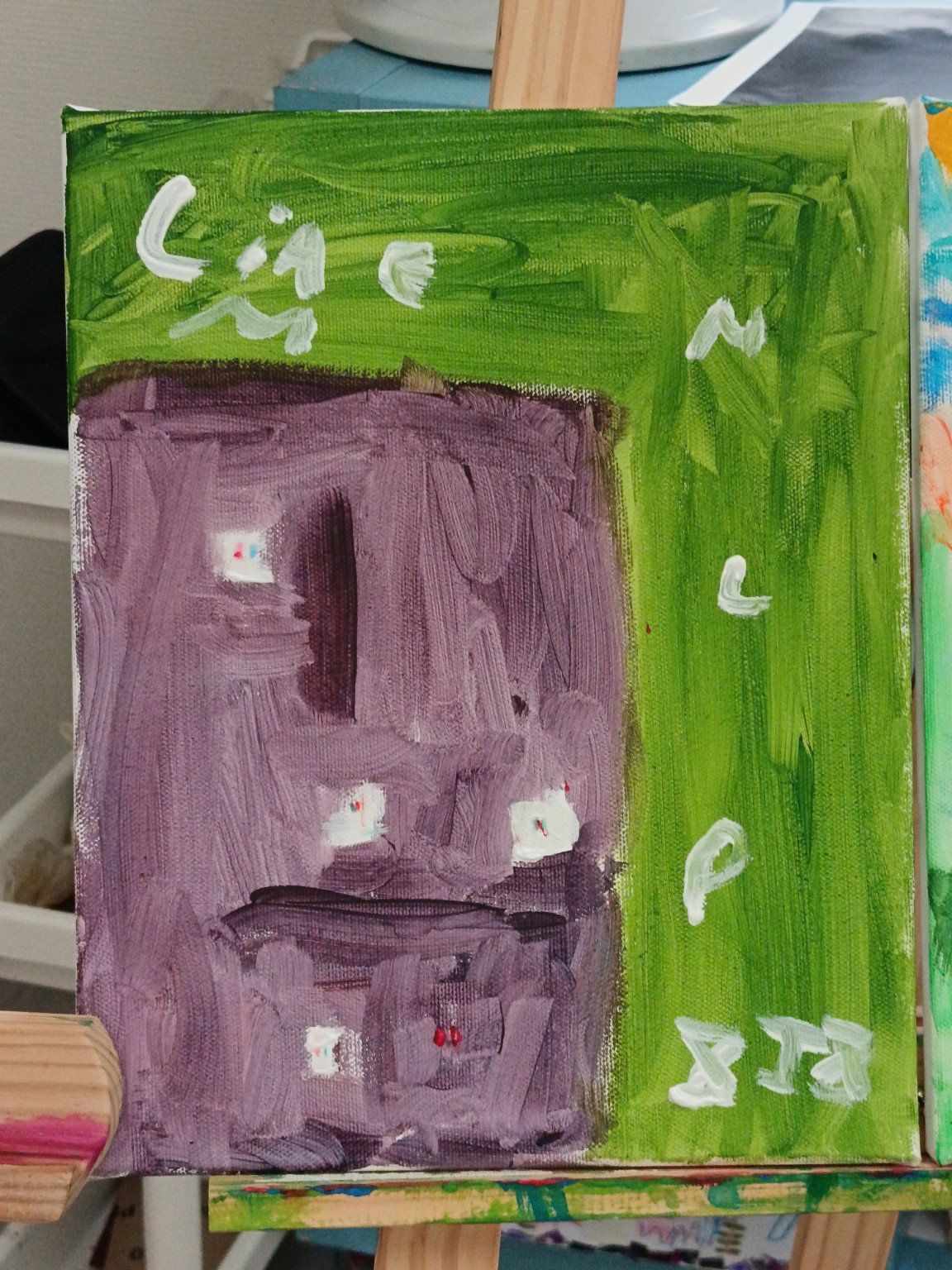 Création d'élève — composition violette et verte
